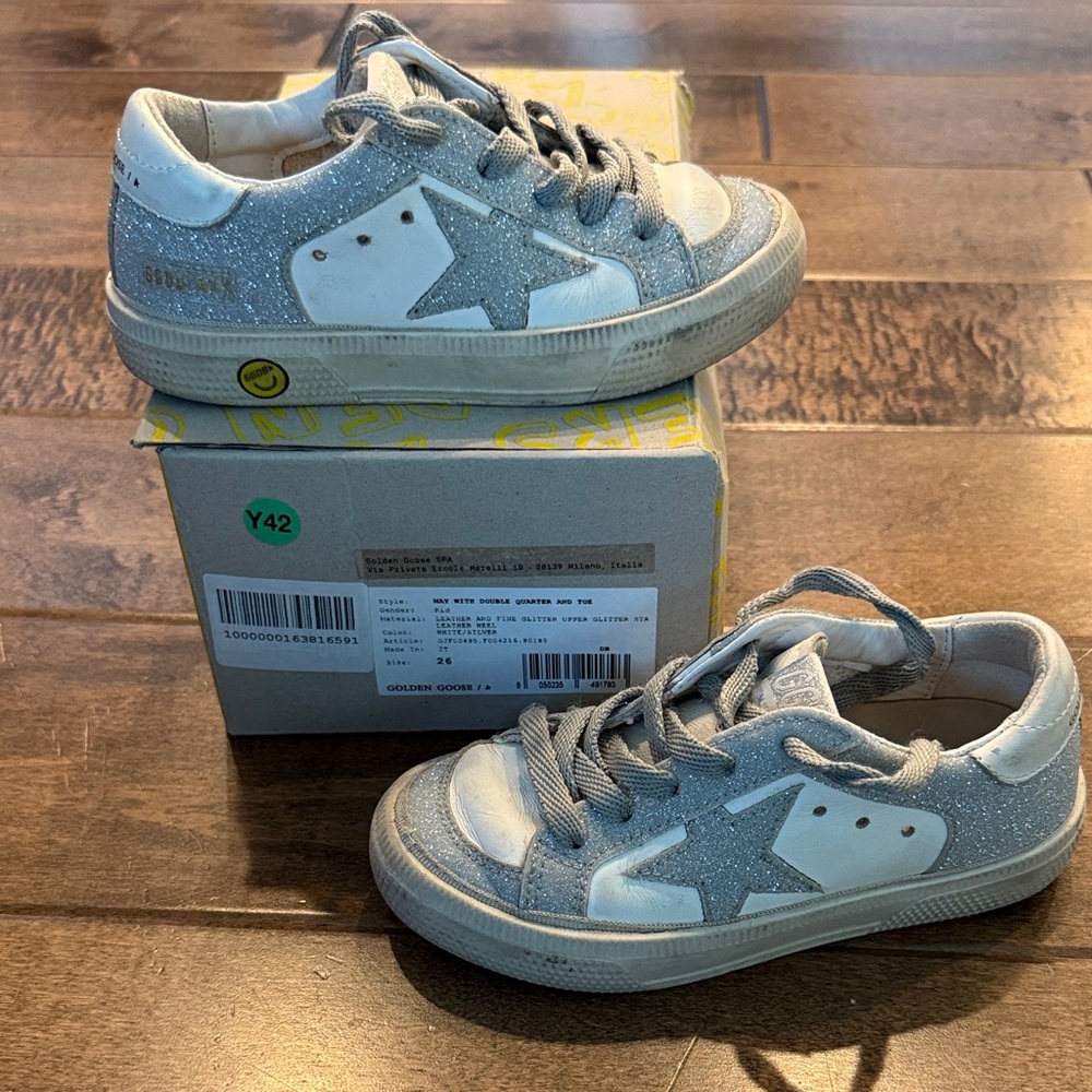 Golden Goose Kids Silver Glitter Star Sneakers